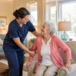 Caregiver providing companionship to a senior client in South Carolina