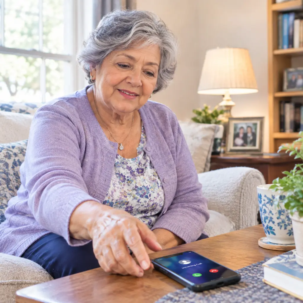Senior Wellness Check Calls South Carolina senior woman answering a phone call